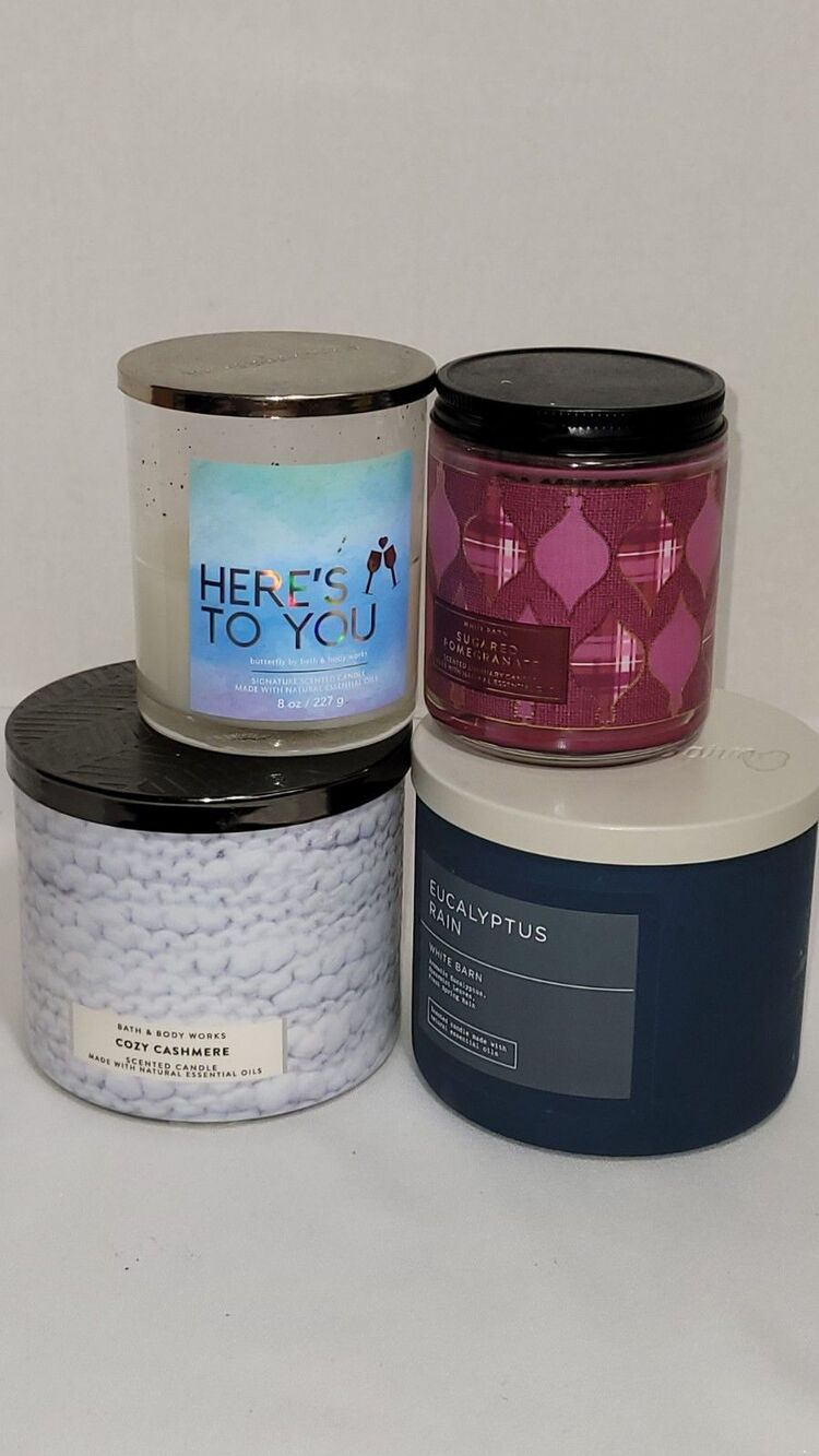 Bath & Body Works Scented Candle Lot of 4 Candles 3-Wick Single Wick